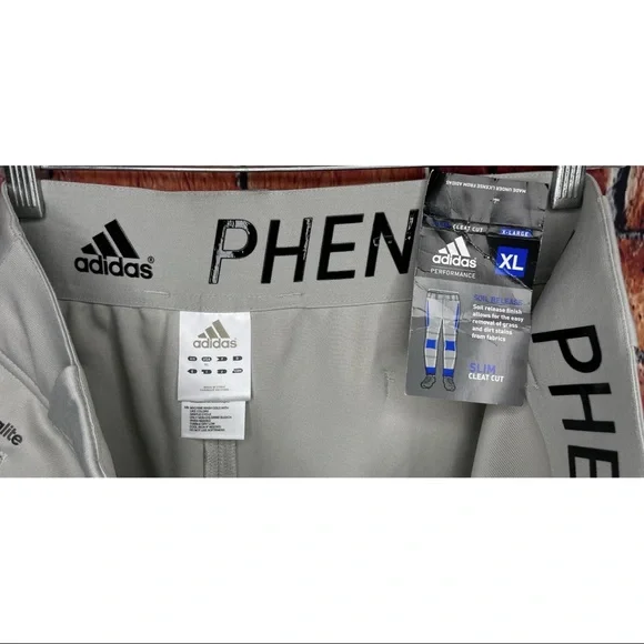 NWT Adidas Phenom Climalite Men's XL Slim Cleat Cut Piped Baseball Pants Gray - Picture 4 of 4